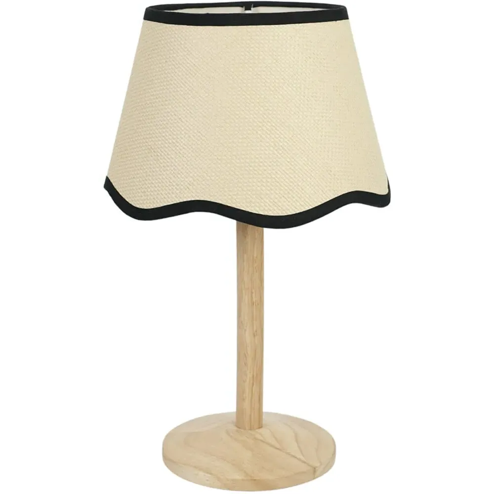 Triston Scallop Shade LED Table Lamp - Cream, Wood