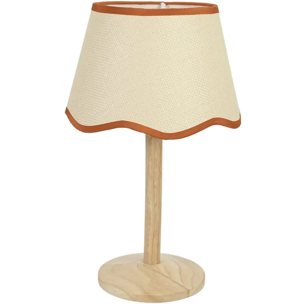 Triston Scallop Shade LED Table Lamp - Cream, Wood
