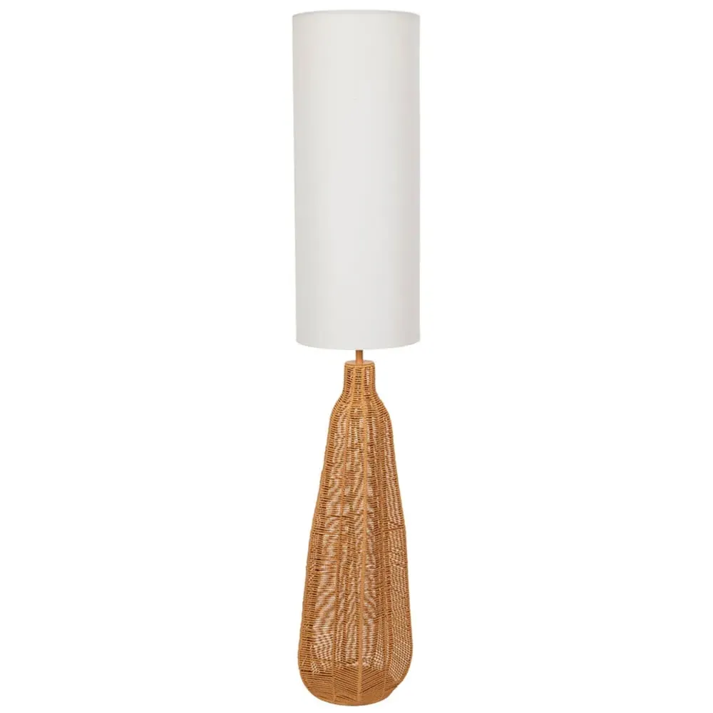 Una Tall Floor Lamp with Rattan Shade - Cream image