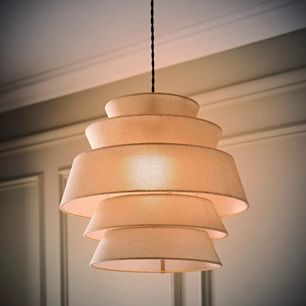Valerie 5 Tier Ceiling Lamp Shade - Cream, Linen