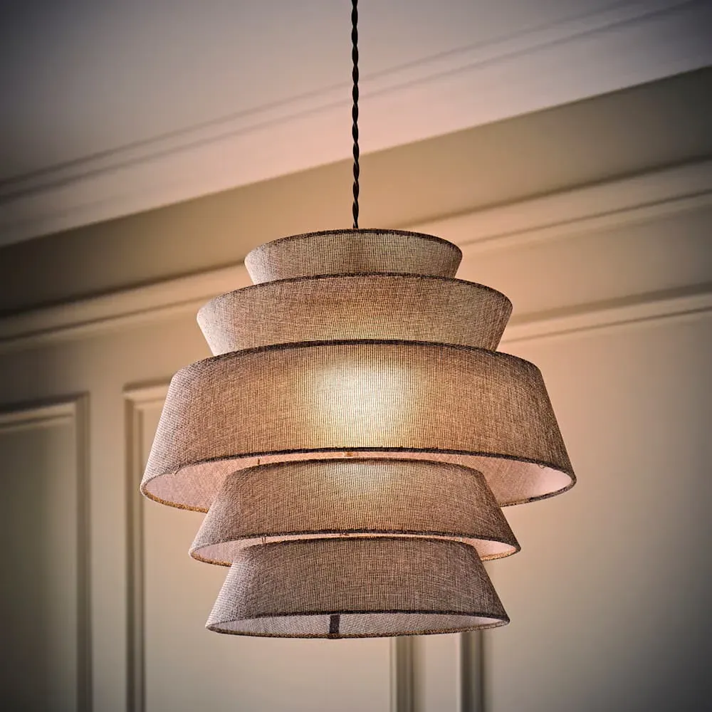 Valerie 5 Tier Ceiling Lamp Shade - Grey, Linen