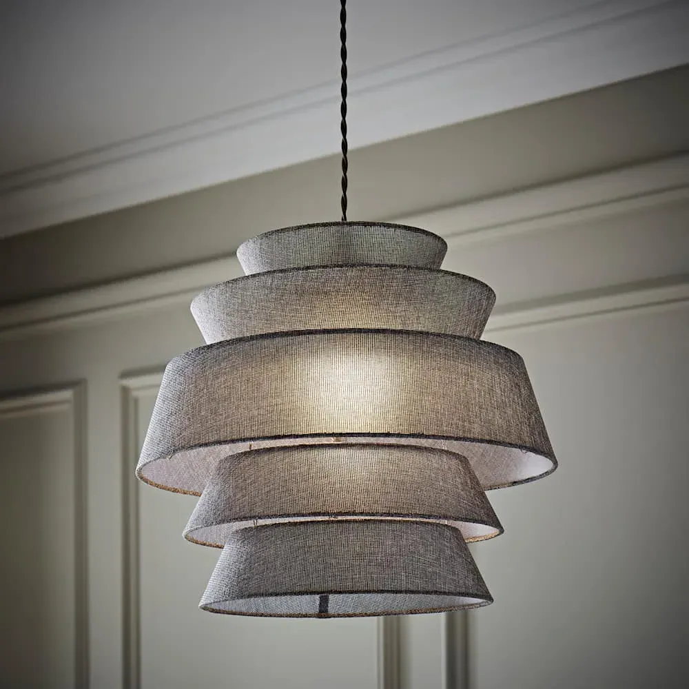 Valerie 5 Tier Ceiling Lamp Shade - Grey, Linen