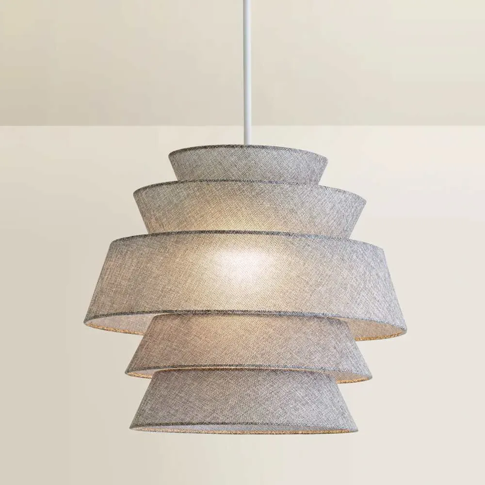 Valerie 5 Tier Ceiling Lamp Shade - Grey, Linen