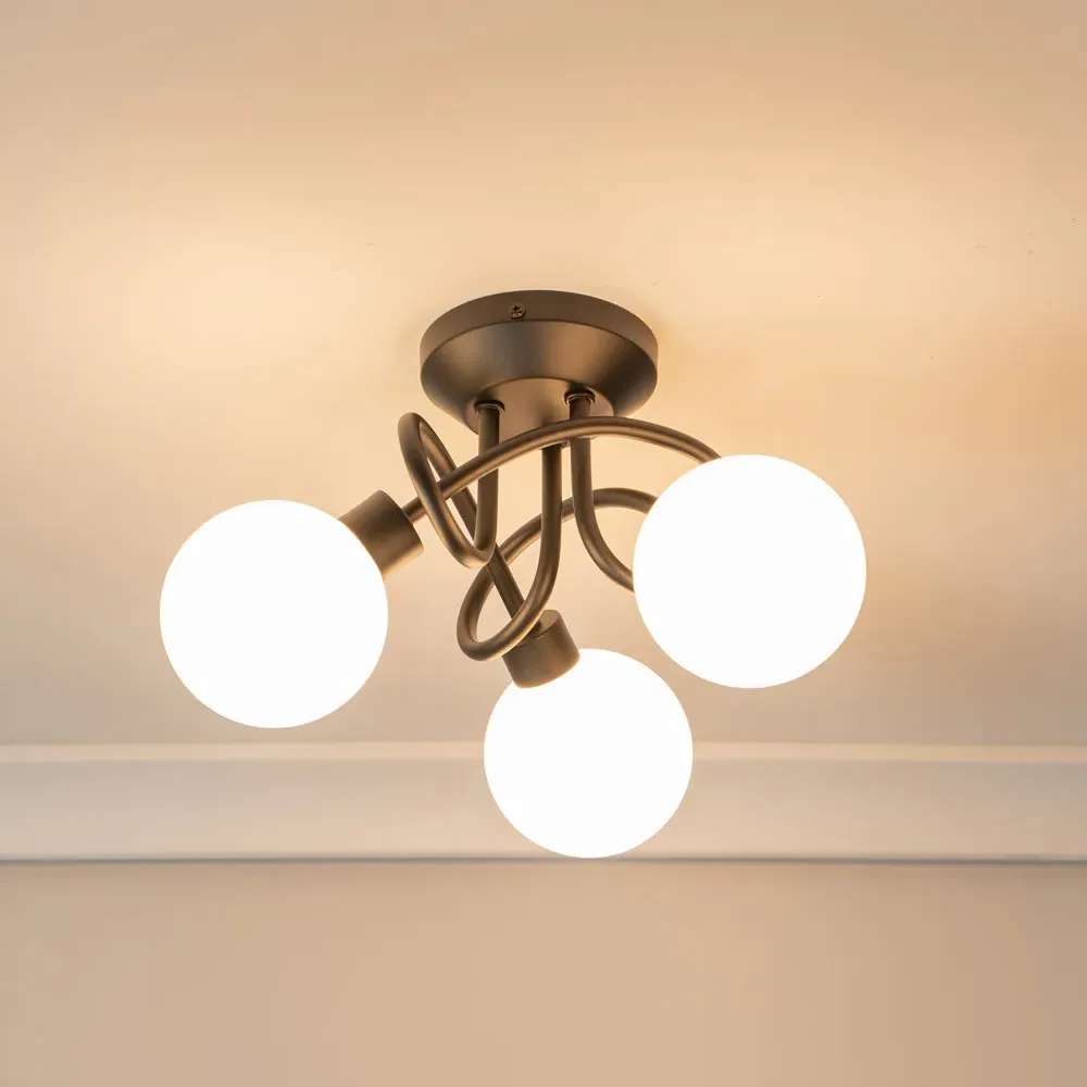 Velika 3 Way Opaque Flush LED Ceiling Light - Black