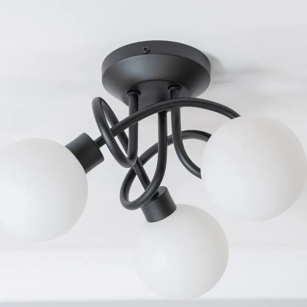 Velika 3 Way Opaque Flush LED Ceiling Light - Black