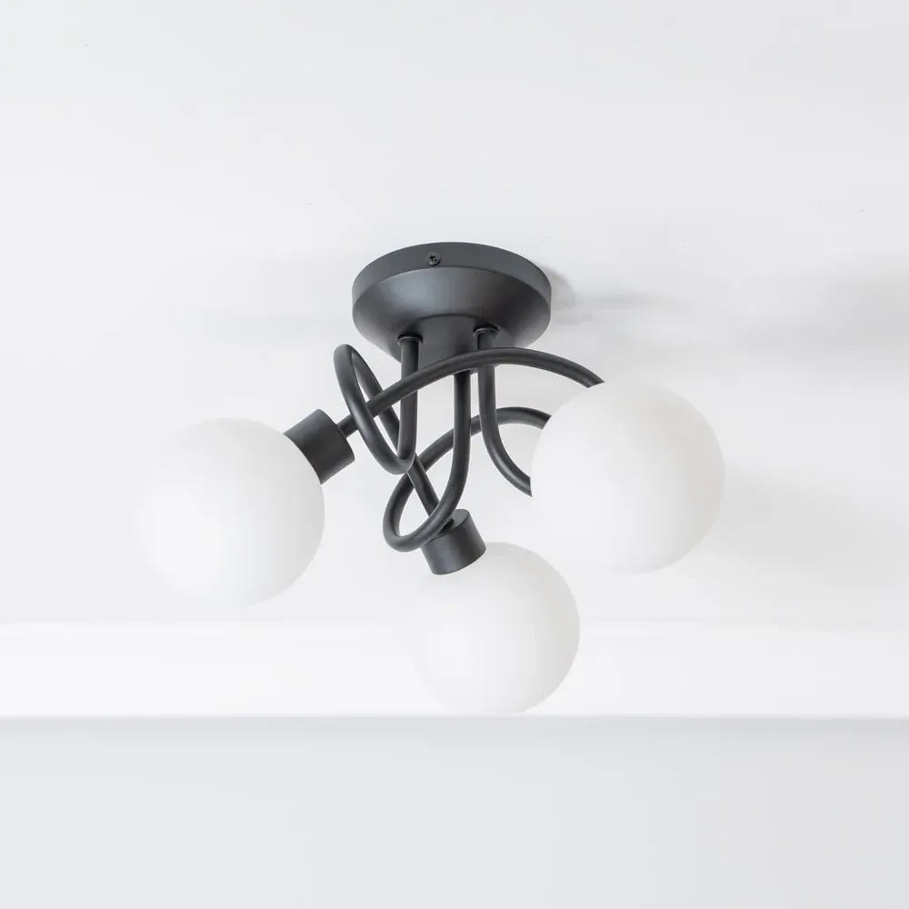 Velika 3 Way Opaque Flush LED Ceiling Light - Black