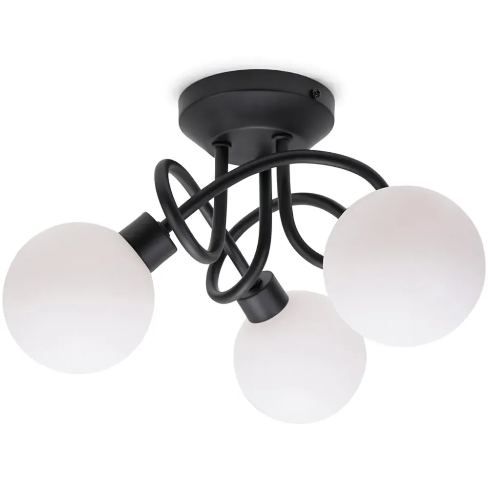 Velika 3 Way Opaque Flush LED Ceiling Light - Black image