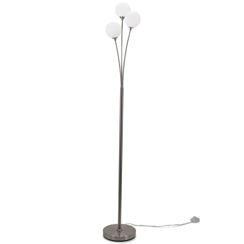 Velika 3 Way Opaque Globe LED Floor Lamp - Chrome
