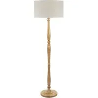 Victoria Drum Shade Candlestick LED Floor Lamp - Cream, Wood