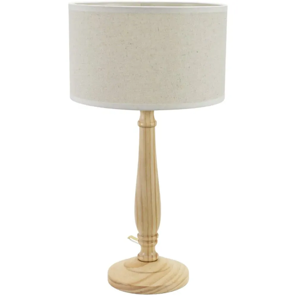 Victoria Drum Shade Candlestick LED Table Lamp - Cream, Wood image