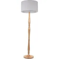 Victoria Drum Shade Floor Lamp - Cream, Wood