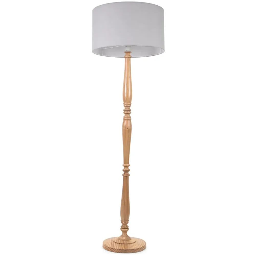 Victoria Drum Shade Floor Lamp - Cream, Wood
