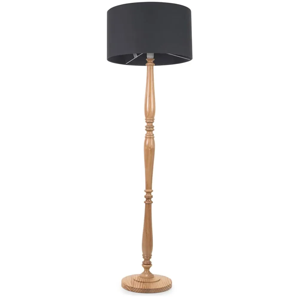 Victoria Drum Shade Floor Lamp - Cream, Wood