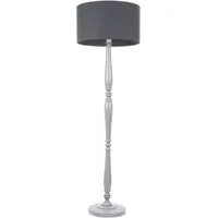 Victoria Drum Shade Floor Lamp - Grey, Wood