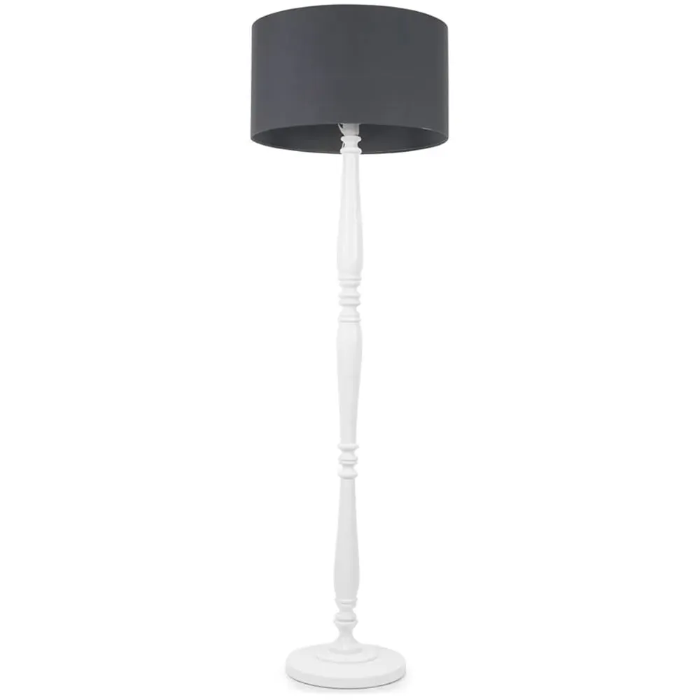 Victoria Drum Shade Floor Lamp - White, Wood