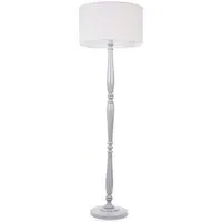 Victoria Drum Shade LED Floor Lamp - Grey, Wood