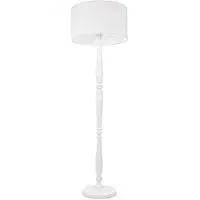 Victoria Drum Shade LED Floor Lamp - White, Wood