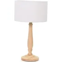 Victoria Drum Shade LED Table Lamp - Cream, Wood