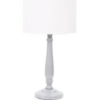 Victoria Drum Shade LED Table Lamp - Grey, Wood