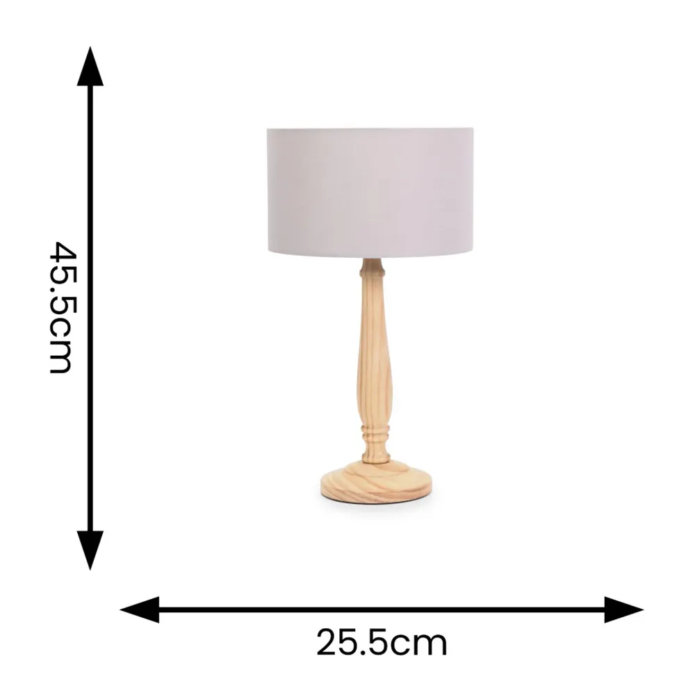 Victoria Drum Shade Table Lamp - Cream, Wood