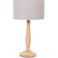 Victoria Drum Shade Table Lamp - Cream, Wood