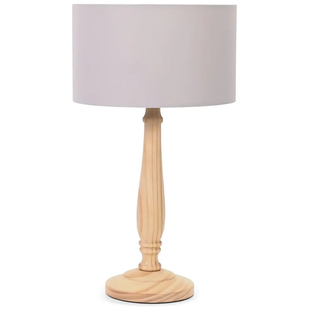 Victoria Drum Shade Table Lamp - Cream, Wood image
