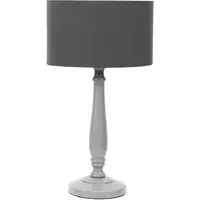 Victoria Drum Shade Table Lamp - Grey, Wood