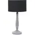 Victoria Drum Shade Table Lamp - Grey Wood, Black Fabric