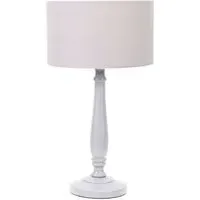 Victoria Drum Shade Table Lamp - Grey, Wood
