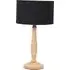 Victoria Drum Shade Table Lamp - Light Wood, Black Fabric