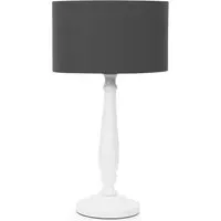 Victoria Drum Shade Table Lamp - White, Wood