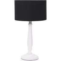 Victoria Drum Shade Table Lamp - White Wood, Black Fabric