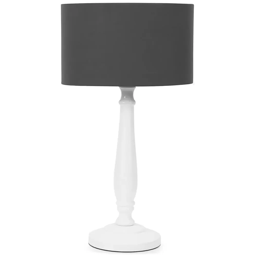 Victoria Drum Shade Table Lamp - White, Wood