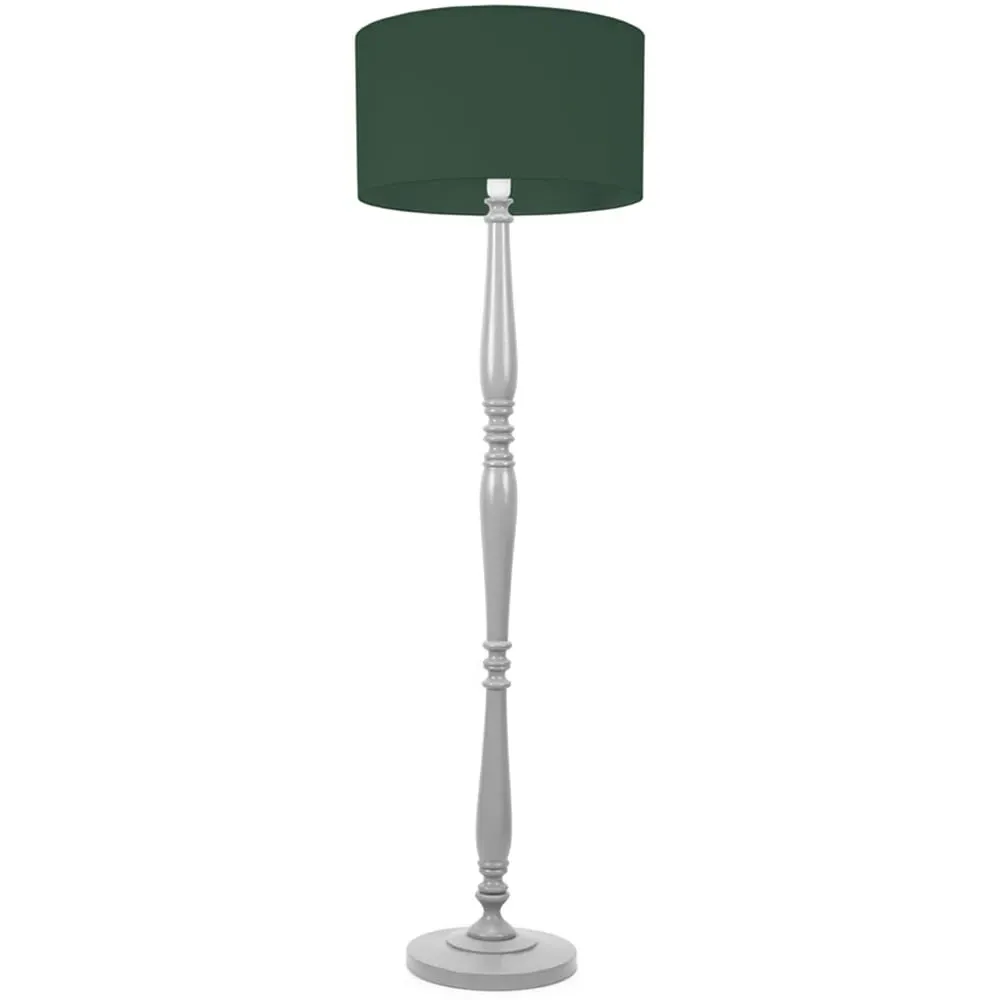 Victoria Floor Lamp - Green, Grey Wood