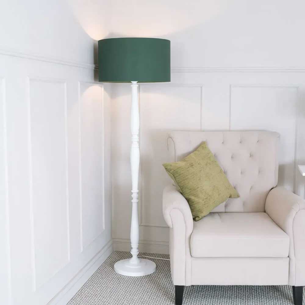 Victoria Floor Lamp - Green, White Wood