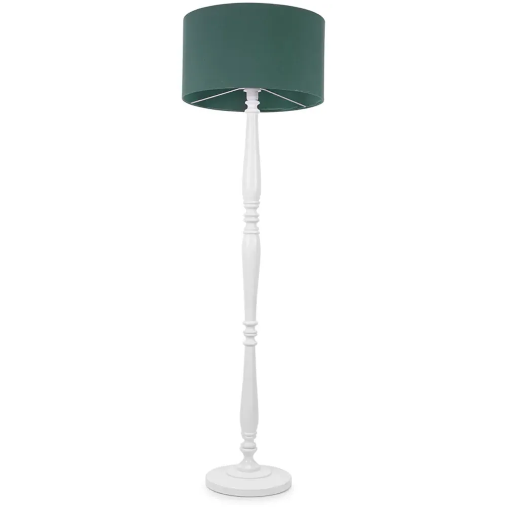 Victoria Floor Lamp - Green, White Wood