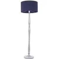 Victoria Floor Lamp - Navy Blue, Grey Wood