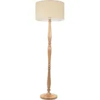Victoria Floor Lamp with Drum Shade - Cream, Wood