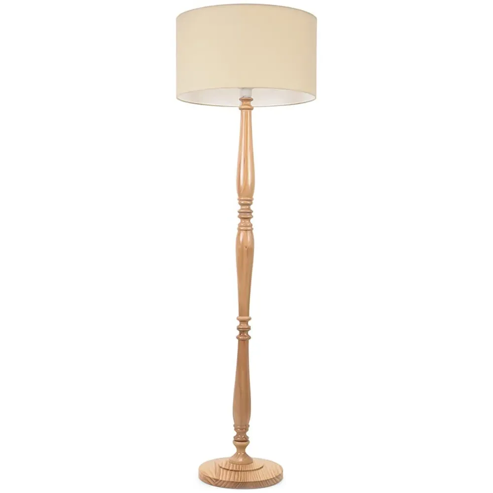 Victoria Floor Lamp with Drum Shade - Cream, Wood