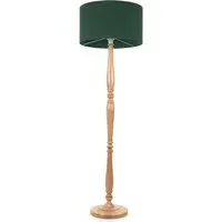 Victoria LED Floor Lamp with Drum Shade - Green, Wood