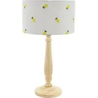 Victoria Lemon Embroidered Shade LED Table Lamp - Wood