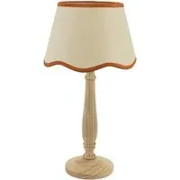 Victoria Linen Scallop Rust Edge Table Lamp - Wood
