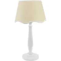 Victoria Linen Scallop Table Lamp - White, Wood