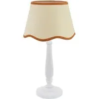 Victoria Linen Scallop Table Lamp - White, Wood