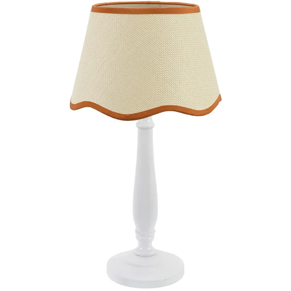 Victoria Linen Scallop Table Lamp - White, Wood image