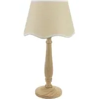 Victoria Linen Scallop White Edge Table Lamp - Wood