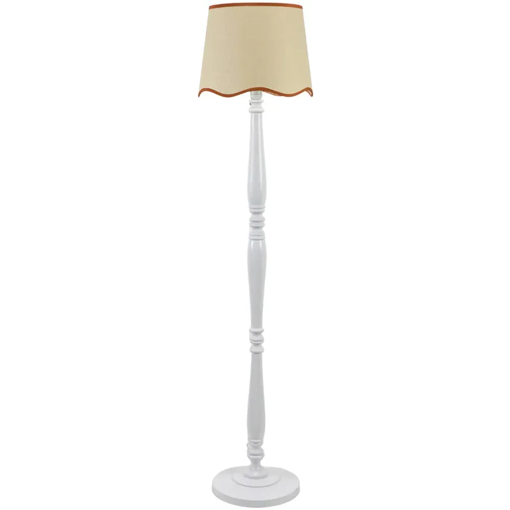 Victoria Scallop Floor Lamp with Rust Edge - White, Wood image