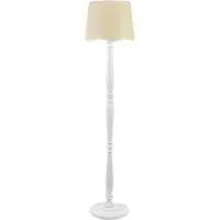 Victoria Scallop Floor Lamp with White Edge - White, Wood
