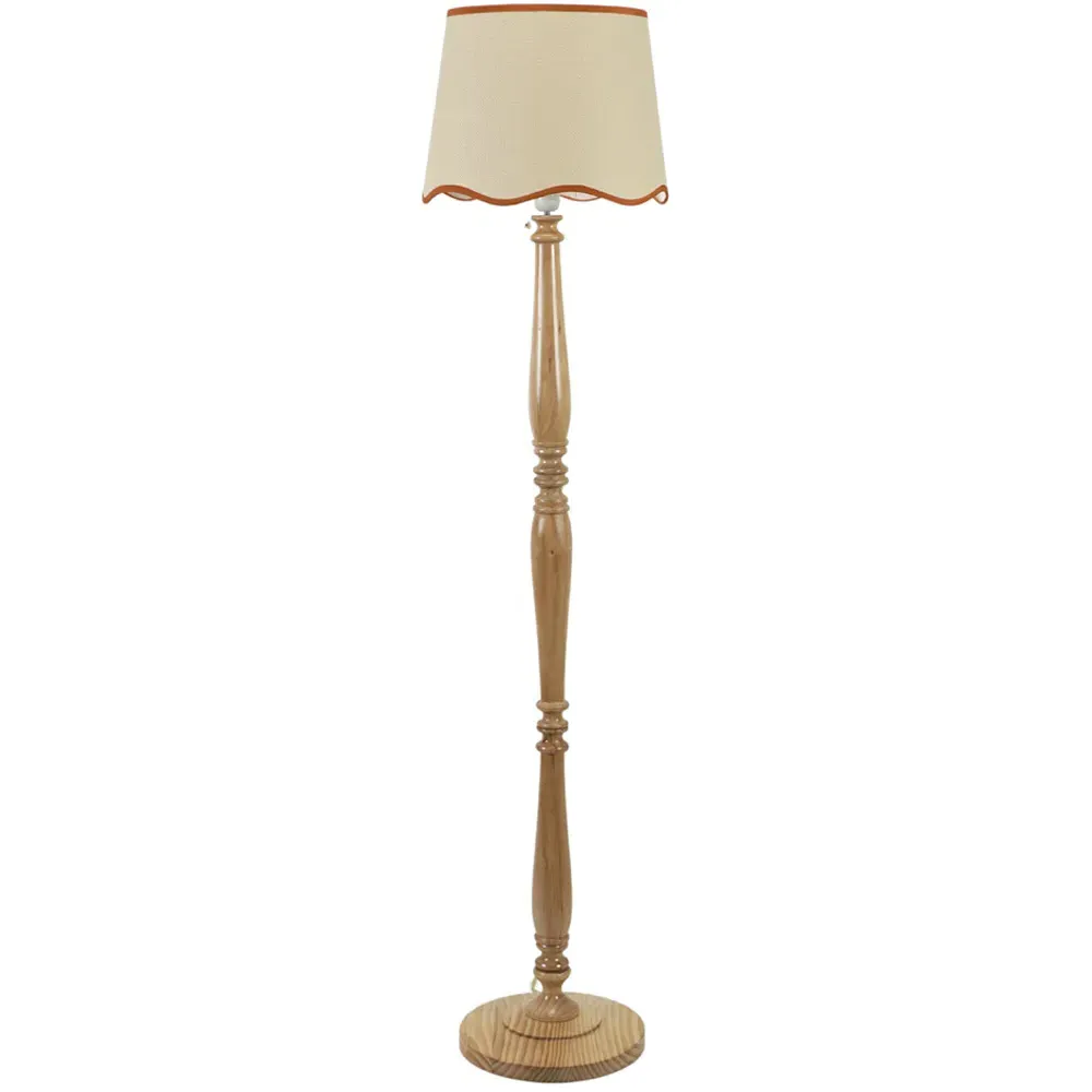 Victoria Scallop Rust Edge Shade LED Floor Lamp - Wood