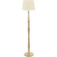 Victoria Scallop White Edge Shade LED Floor Lamp - Wood